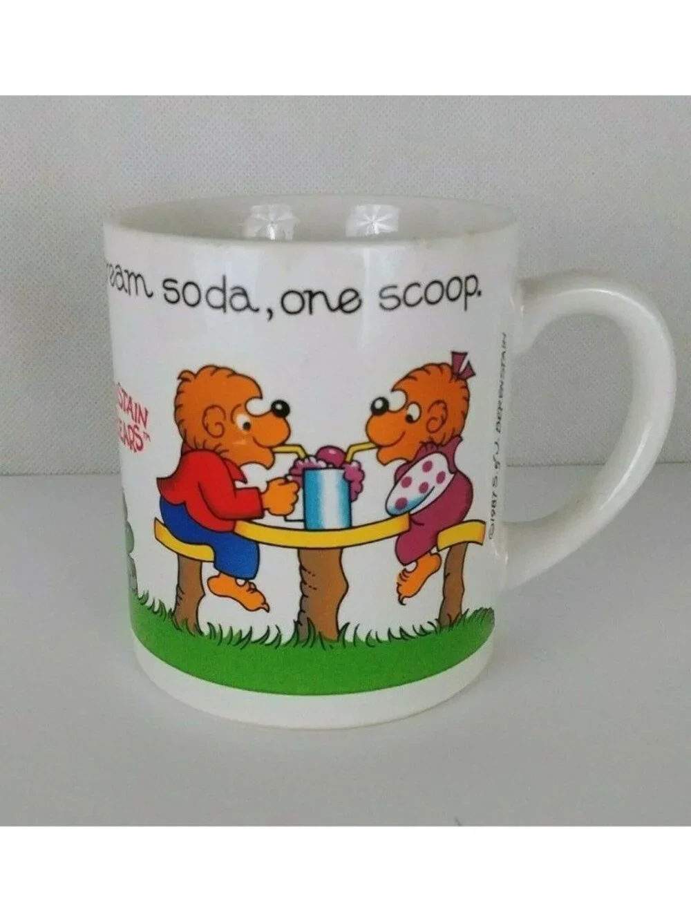 1987 The Berenstain Bears Coffee Cup Mug family ice cream soda